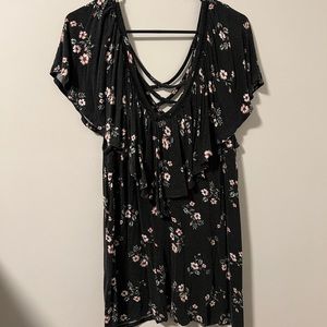 Floral black multi strapped shirt
